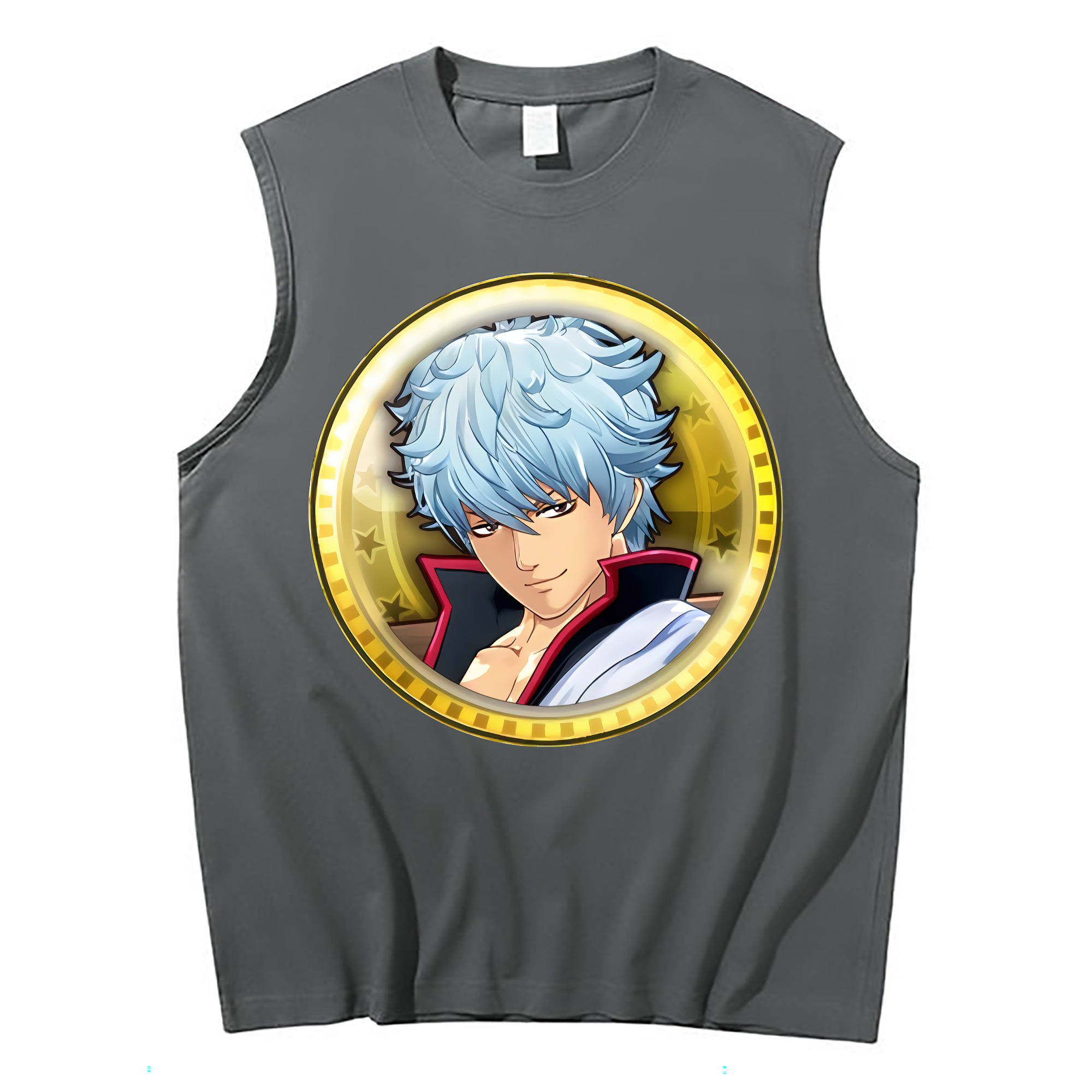 （画像用） ぎんたま 坂田銀時（さかたぎんとき） 神楽 志村新八（しむら しんぱち） GINTAMA Sakata Gintoki Kagura Shimura Shinpachi コットン100％タンクトップ（フロントプリント）
